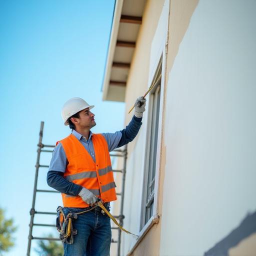 専門家が外壁塗装を行っている様子